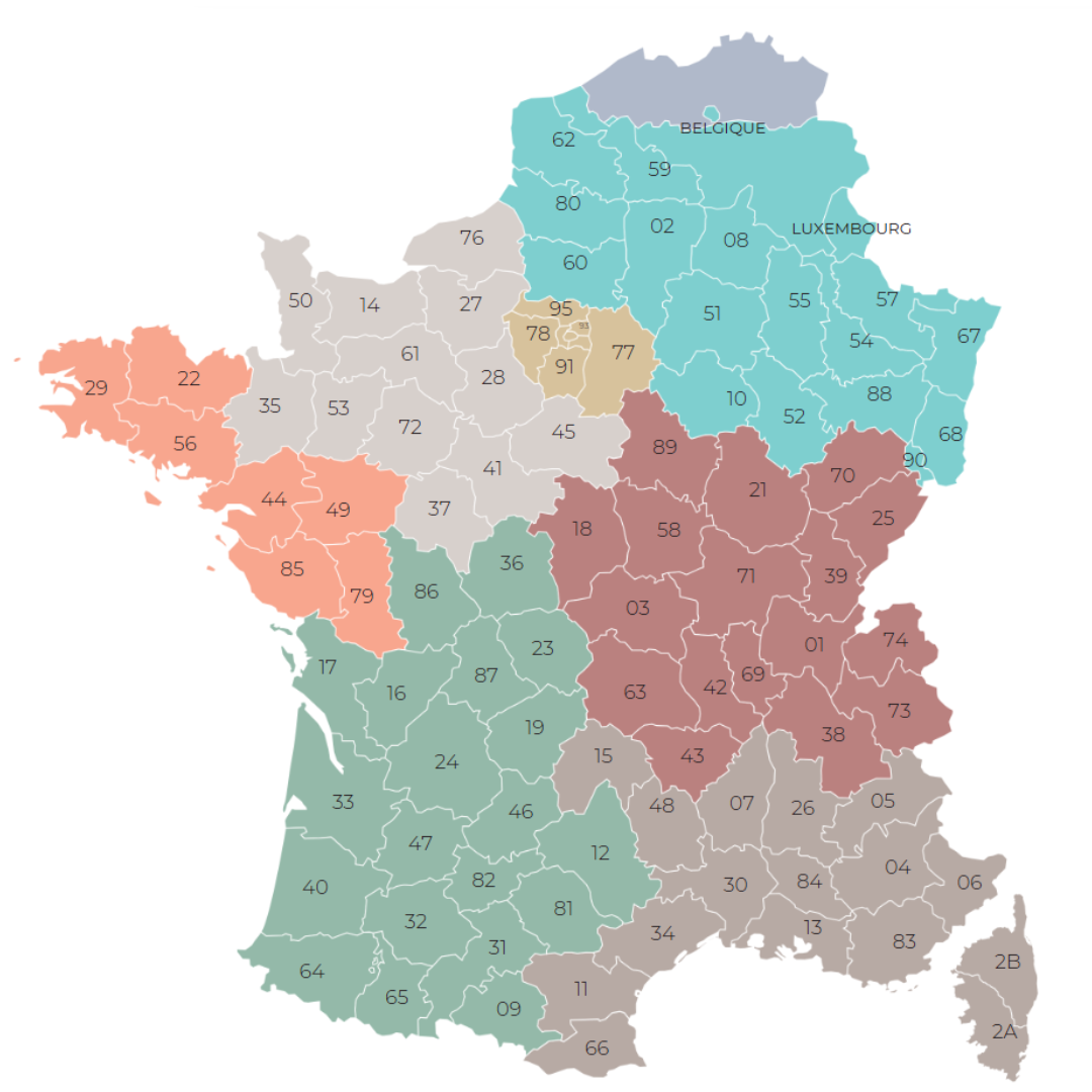 secteurs des commerciaux Silvadec France