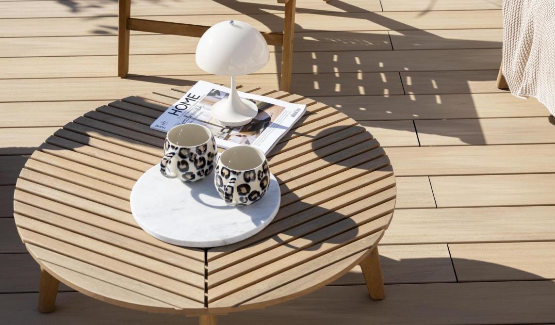 armonie terrasse Chêne clair composite avec parquet intérieur - Réalisation Silvadec