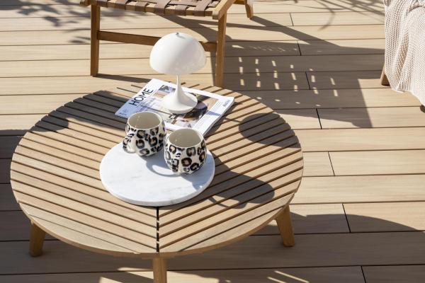 armonie terrasse Chêne clair composite avec parquet intérieur - Réalisation Silvadec