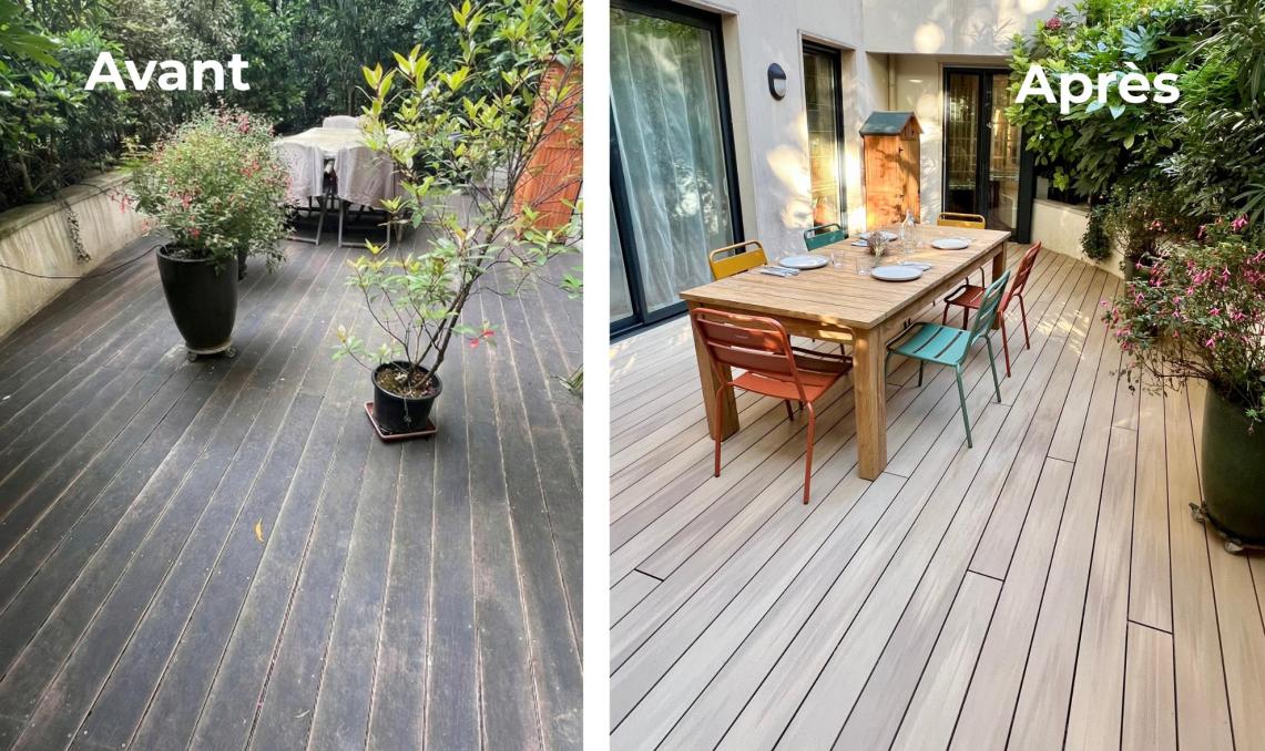 Avant Après Terrasse Chêne clair Bercy